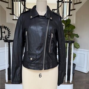 Avec Les Filles Black Biker Jacket Coast Faux Leather Studs Moto Medium